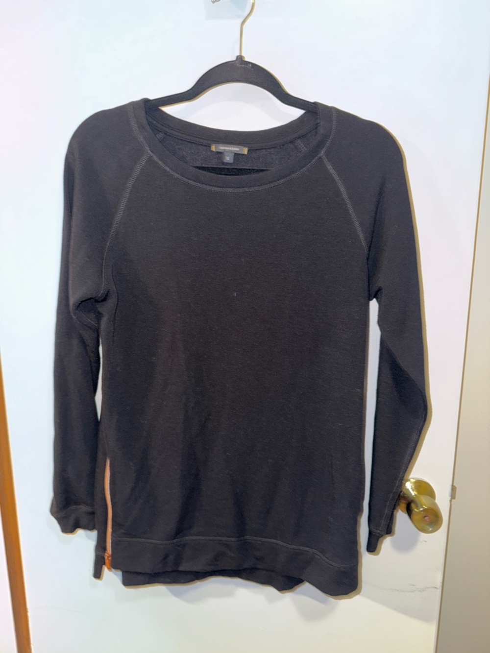 Stella & Dot Women’s Black Side-Zip Fleece Pullover Sweatshirt Size Small